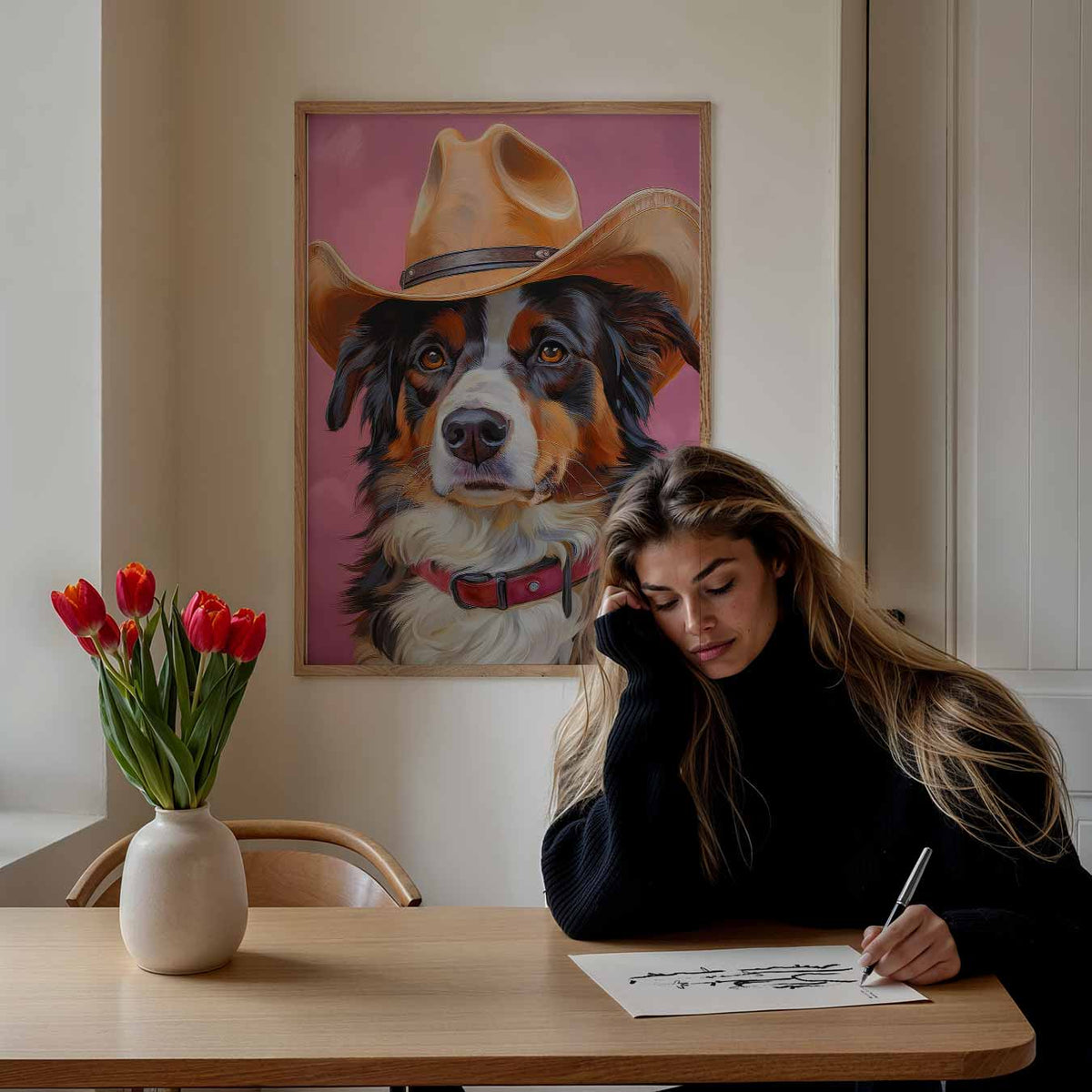 Cowboy Hond in Stijl – staande dieren wanddecoratie van WallArtistic