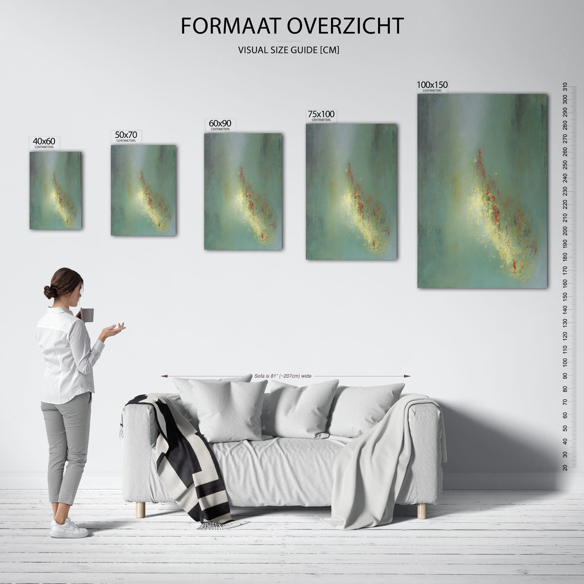 Vloeiende kleurencompositie – staand wanddecoratie kunstwerk