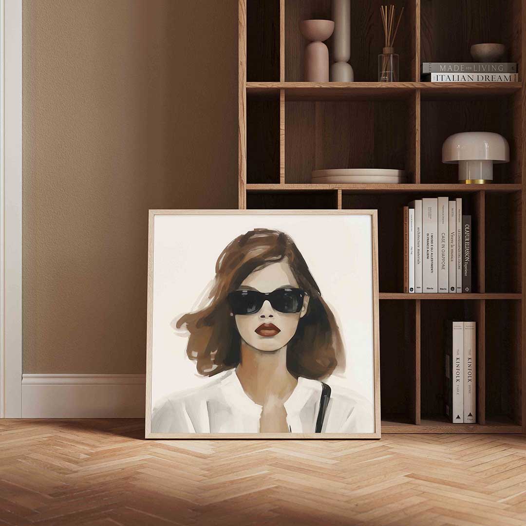 Vrouw met zonnebril – portret poster in vierkant formaat