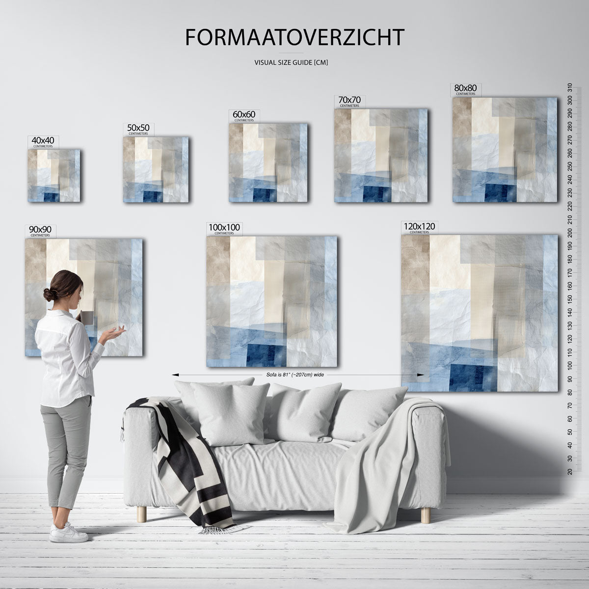 Abstracte lagen – vierkante muurposter met abstracte vormen