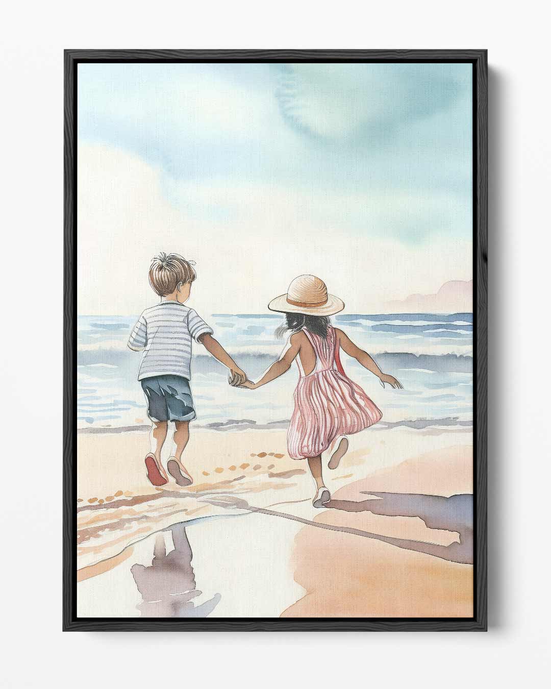 Vrolijke Stranddag – portret kunstwerk als wanddecoratie