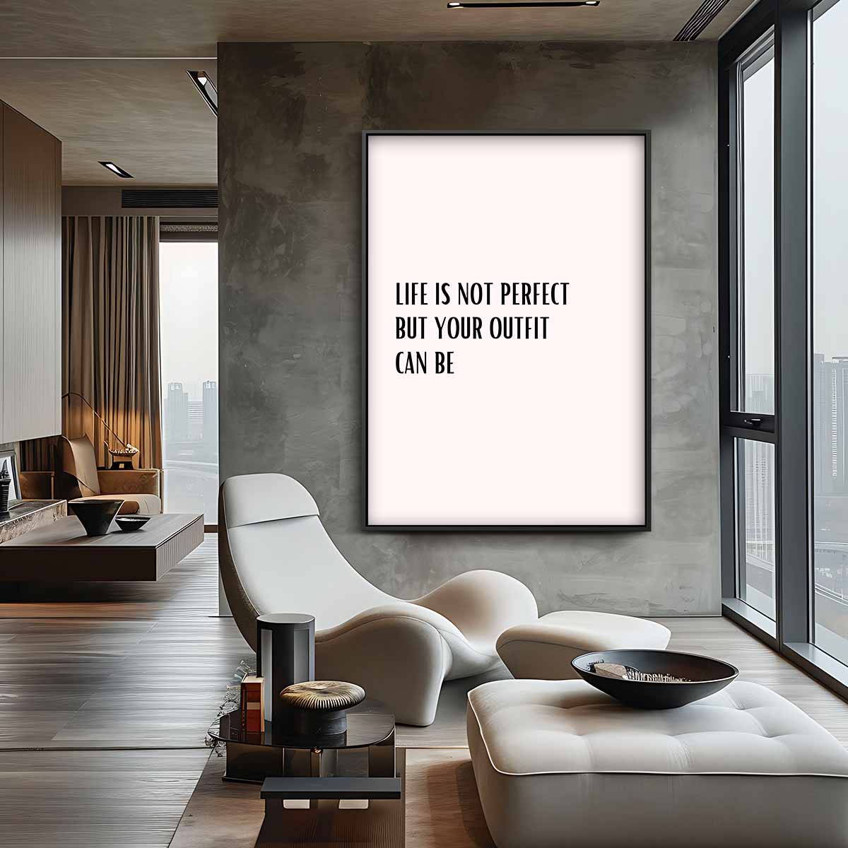 Inspirerende Outfit Quote – plexiglas wanddecoratie in portret formaat