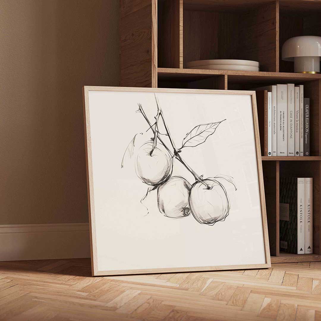 Appel schets – moderne wandkunst met kleur en vormen als poster
