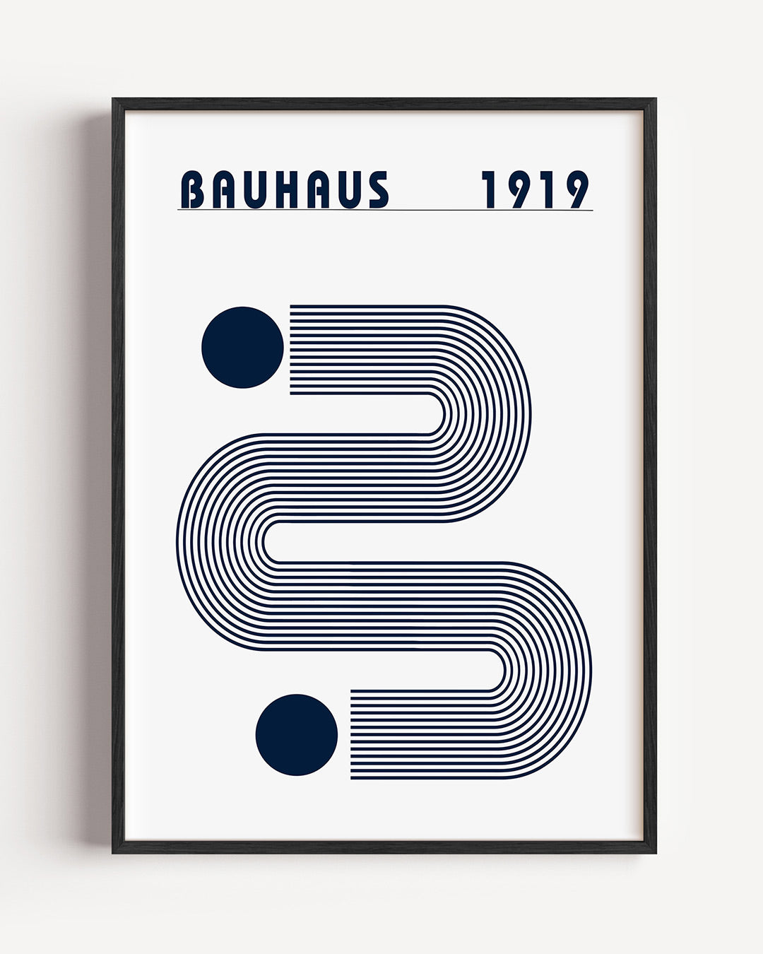 Lijnen en cirkel – staande Bauhaus poster als wanddecoratie