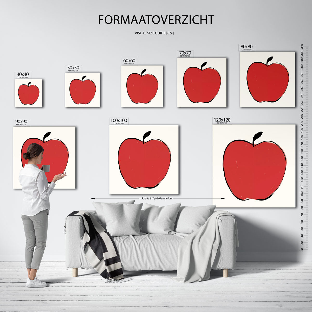 Rode appel – vierkante muurposter voor keuken of eethoek