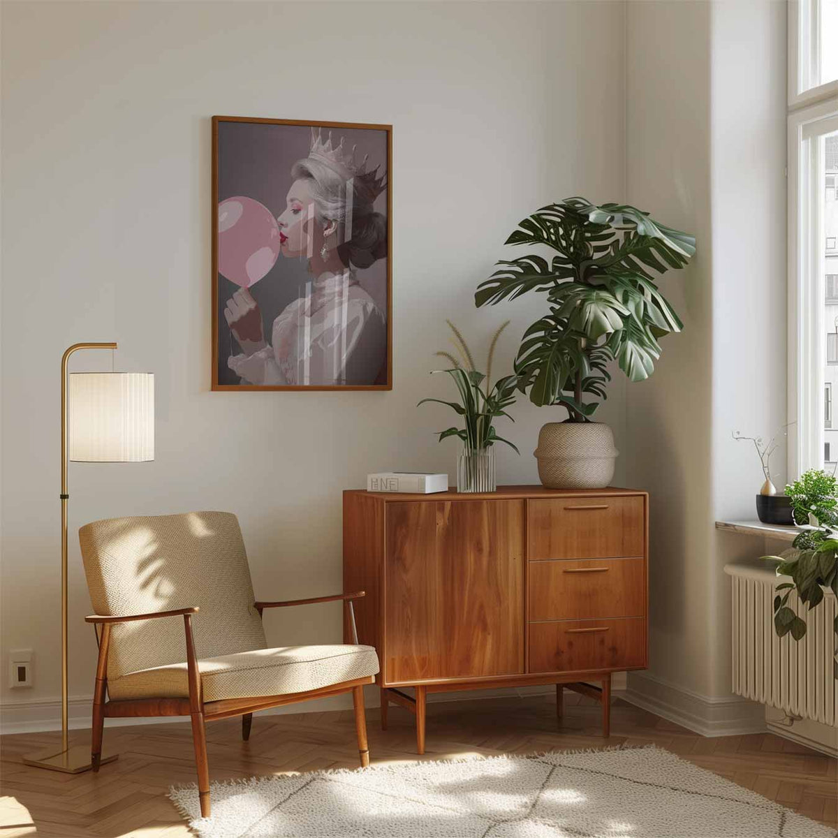 Koningin van Bubblegum – staande muurposter met zomerse uitstraling