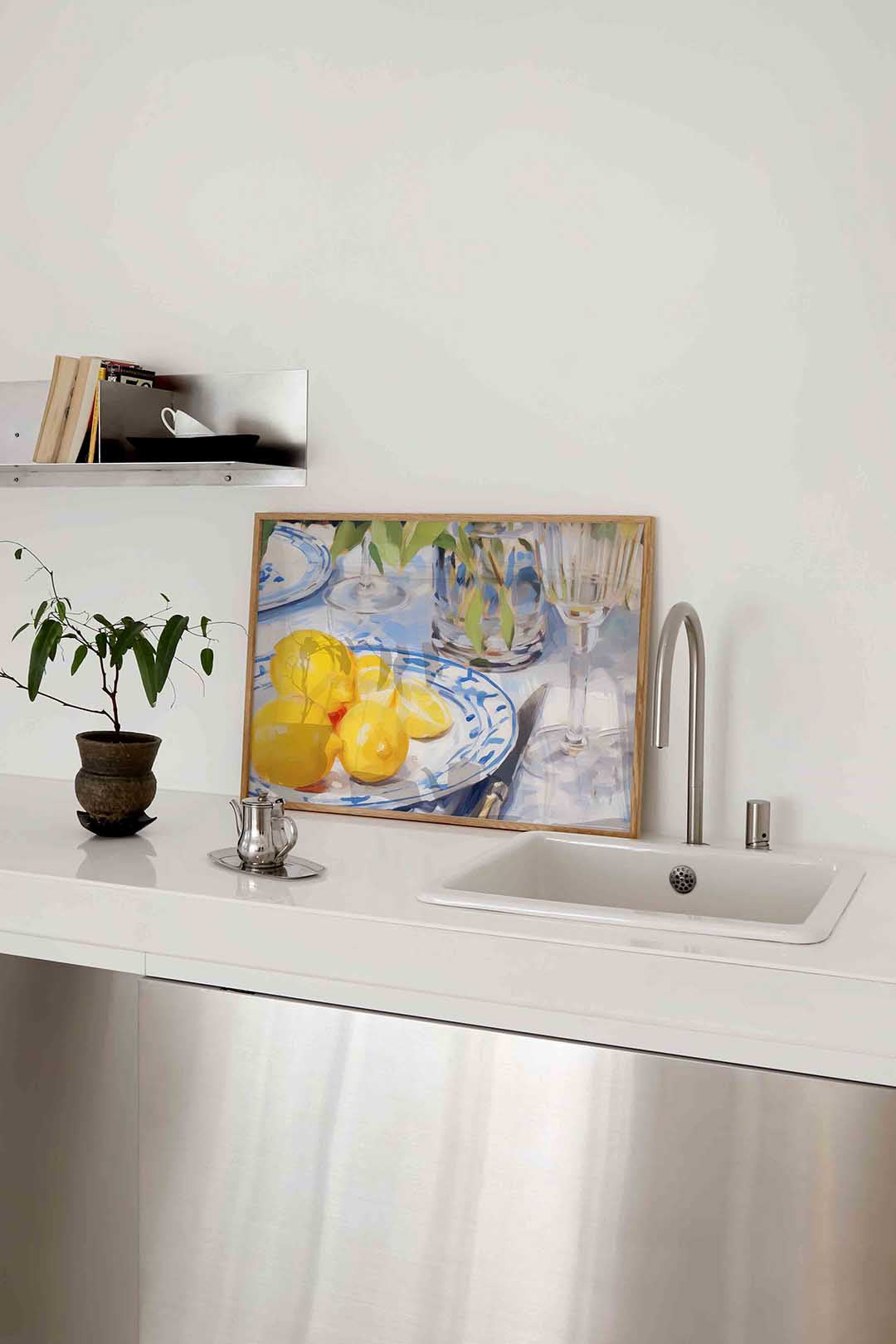 Citroenen op tafel – keukenposter in liggend formaat