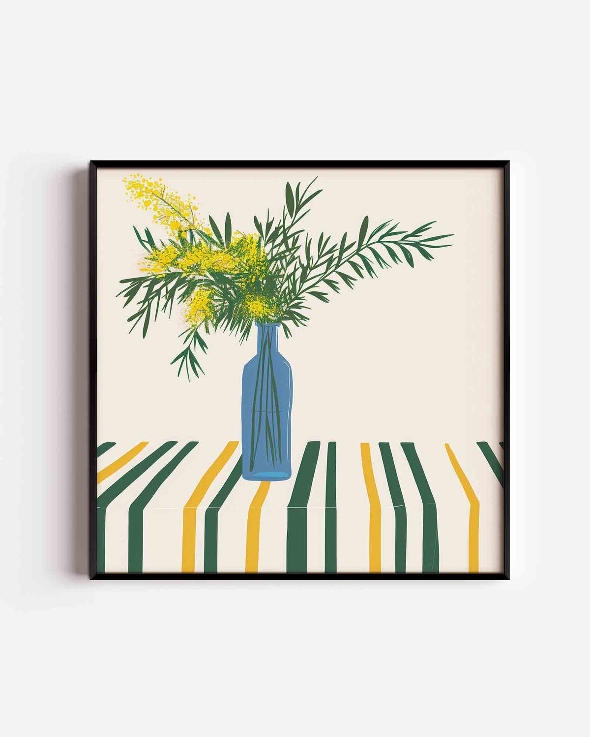 Blauwe vaas met bloemen – design vierkante poster als wanddecoratie