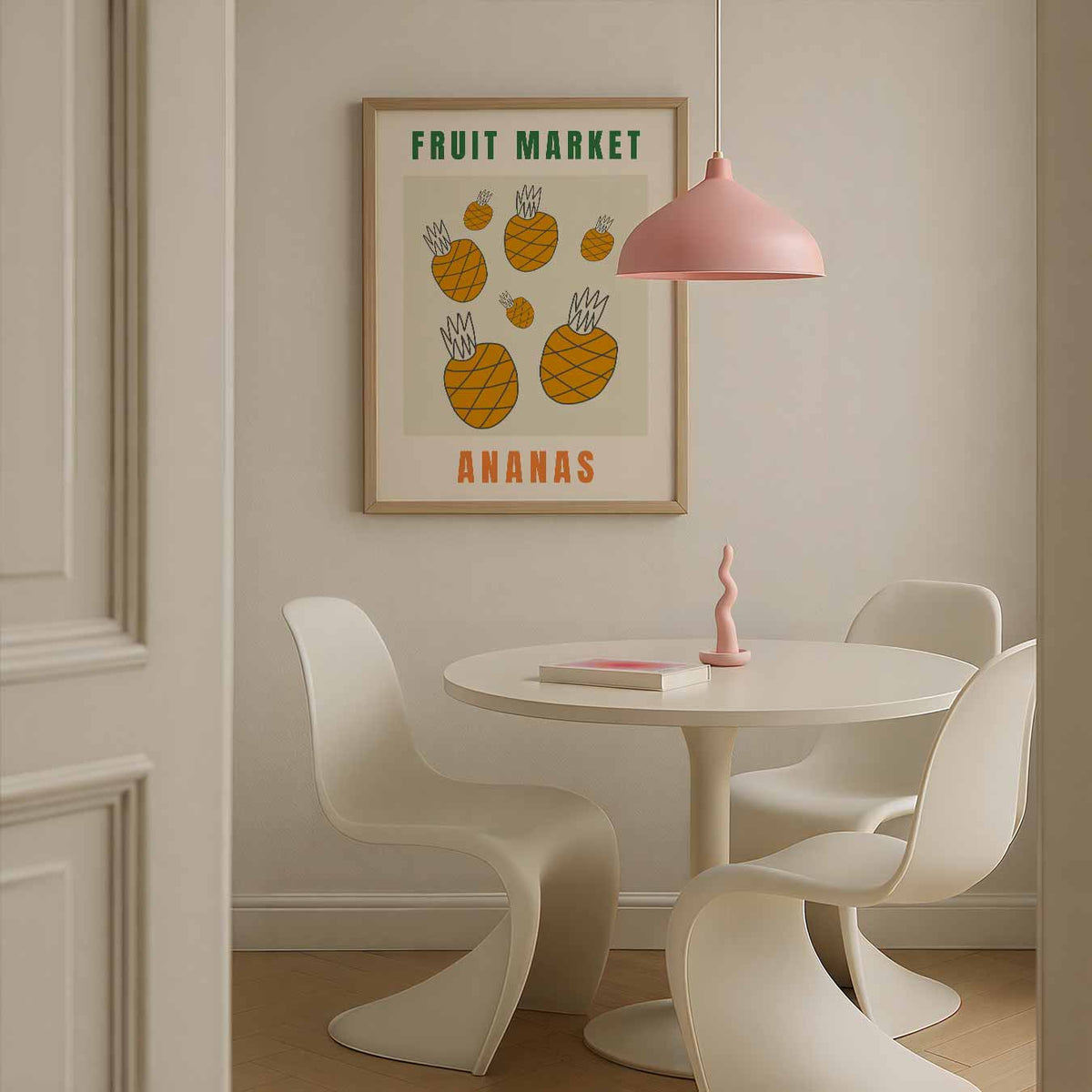 Vrolijke Fruitmarkt Ananas – culinaire wandkunst als portret poster