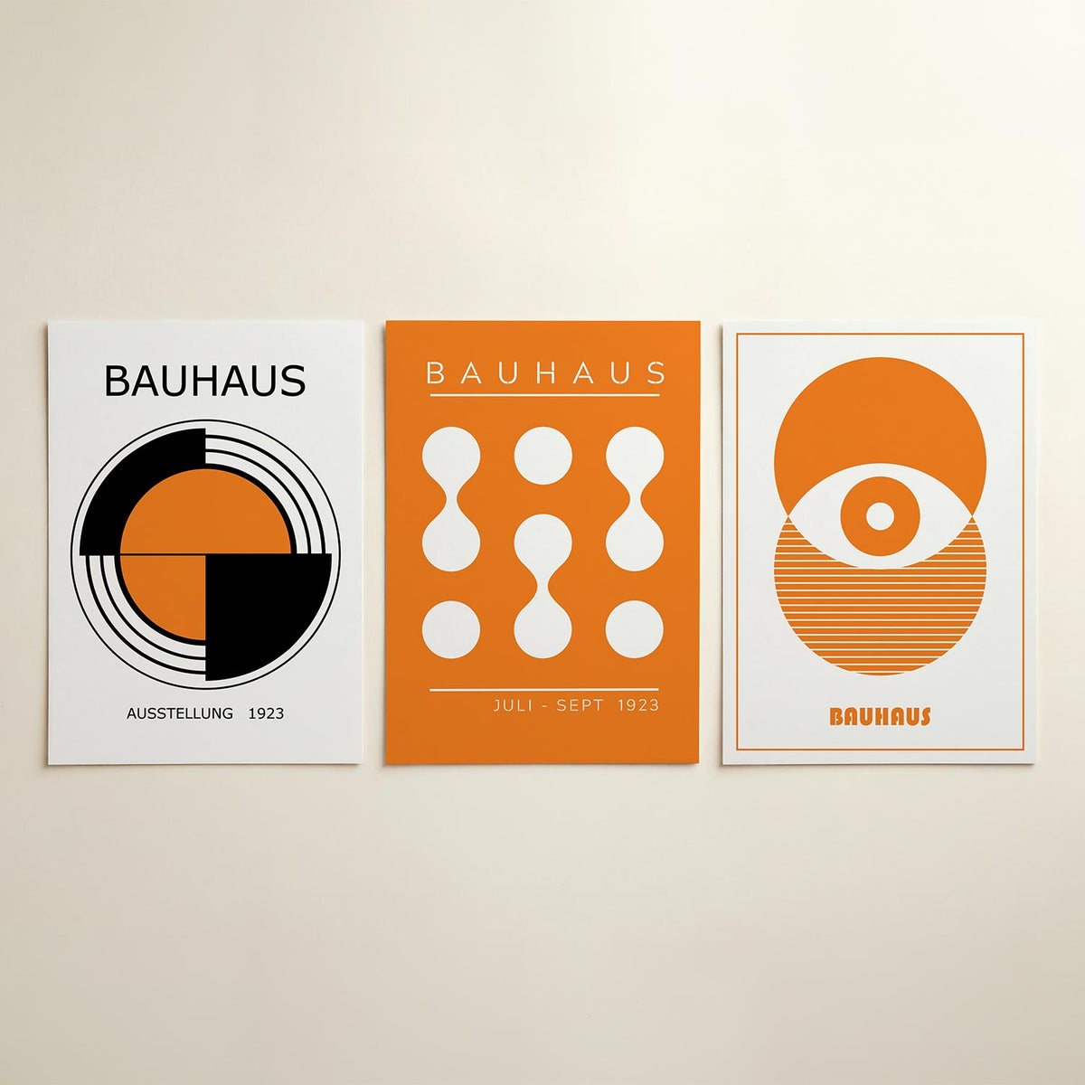 Cirkel en kleur posterset – detailweergave – deze posterset in drie delen toont een dynamisch lijnenspel met een oranje