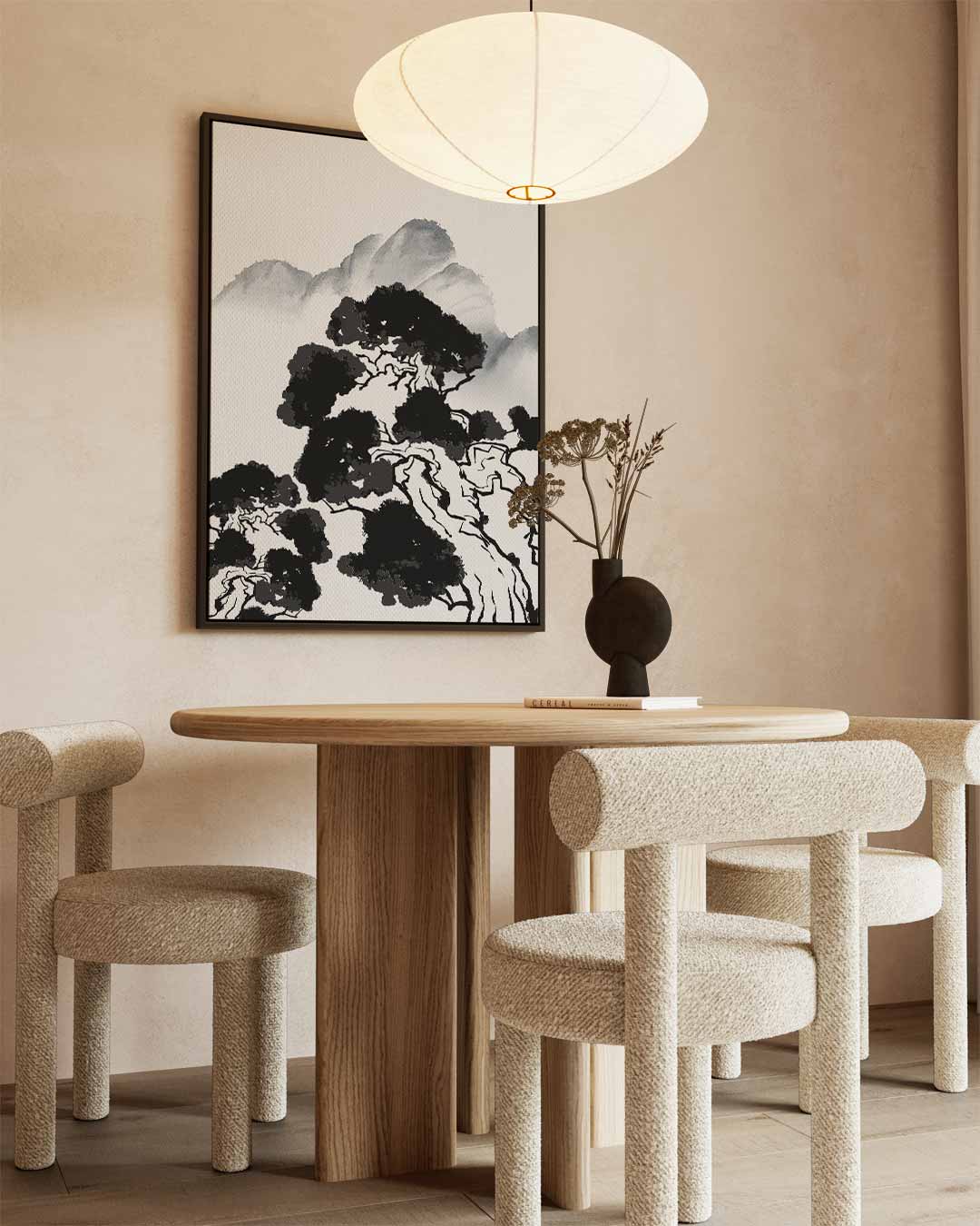 Berglandschap in Oosterse Stijl – staand kunstwerk voor modern interieur