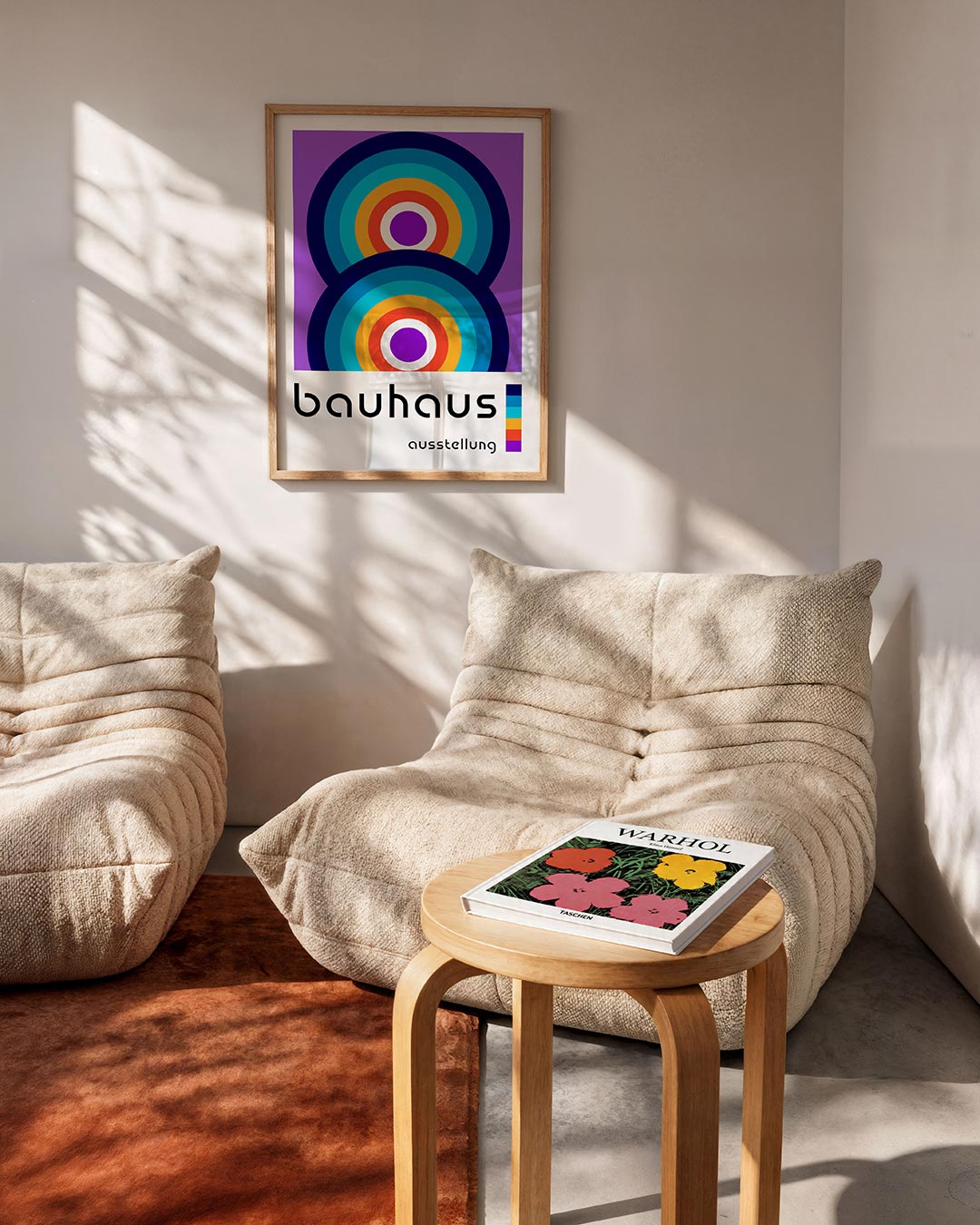 Cirkelpatroon kleuren – geometrische Bauhaus poster in staand formaat