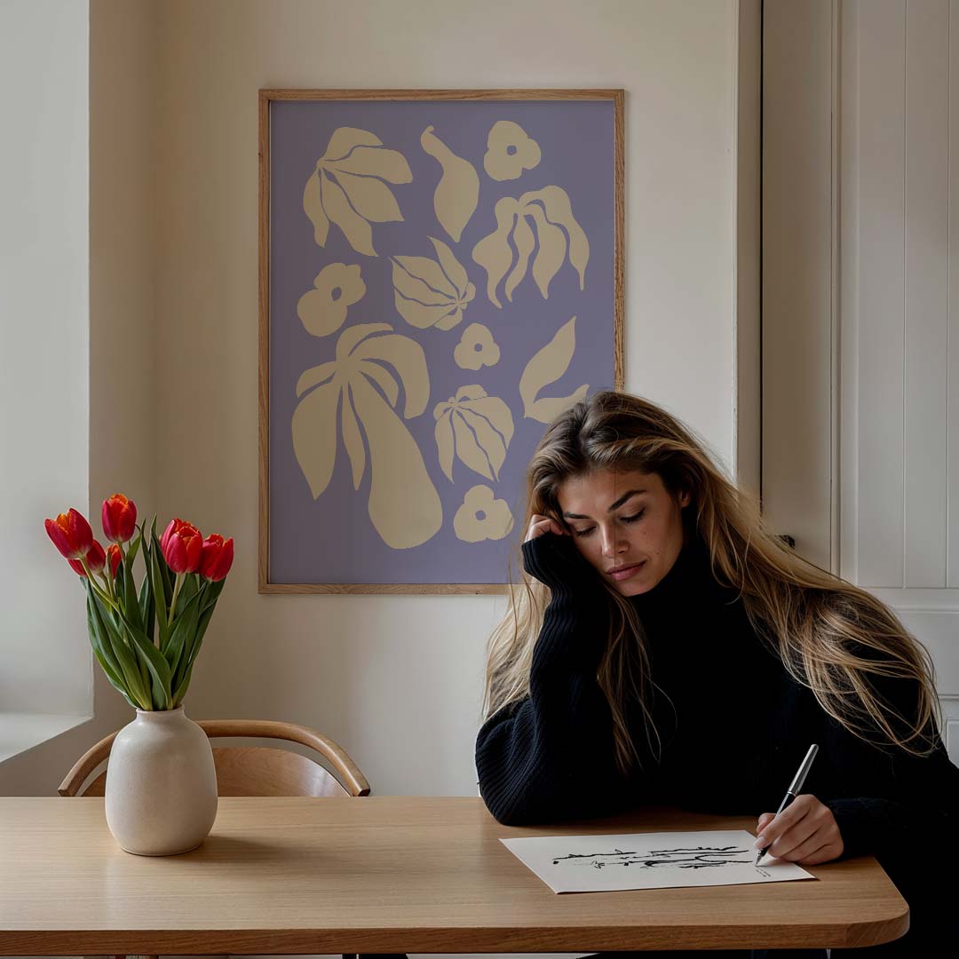 Speelse Botanische Stilering – staande muurposter met boheme uitstraling