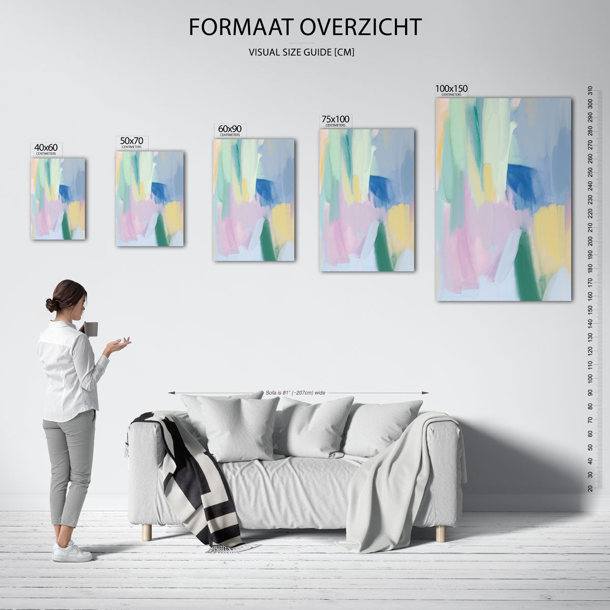 Kleurrijke vegen – staand wanddecoratie kunstwerk