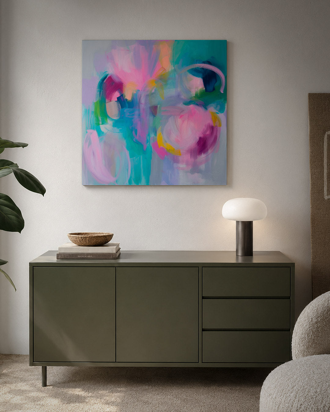 Dynamische kleurenexplosie kunstwerk – detailweergave – dit kunstwerk toont een levendige mix van vloeiende vormen en