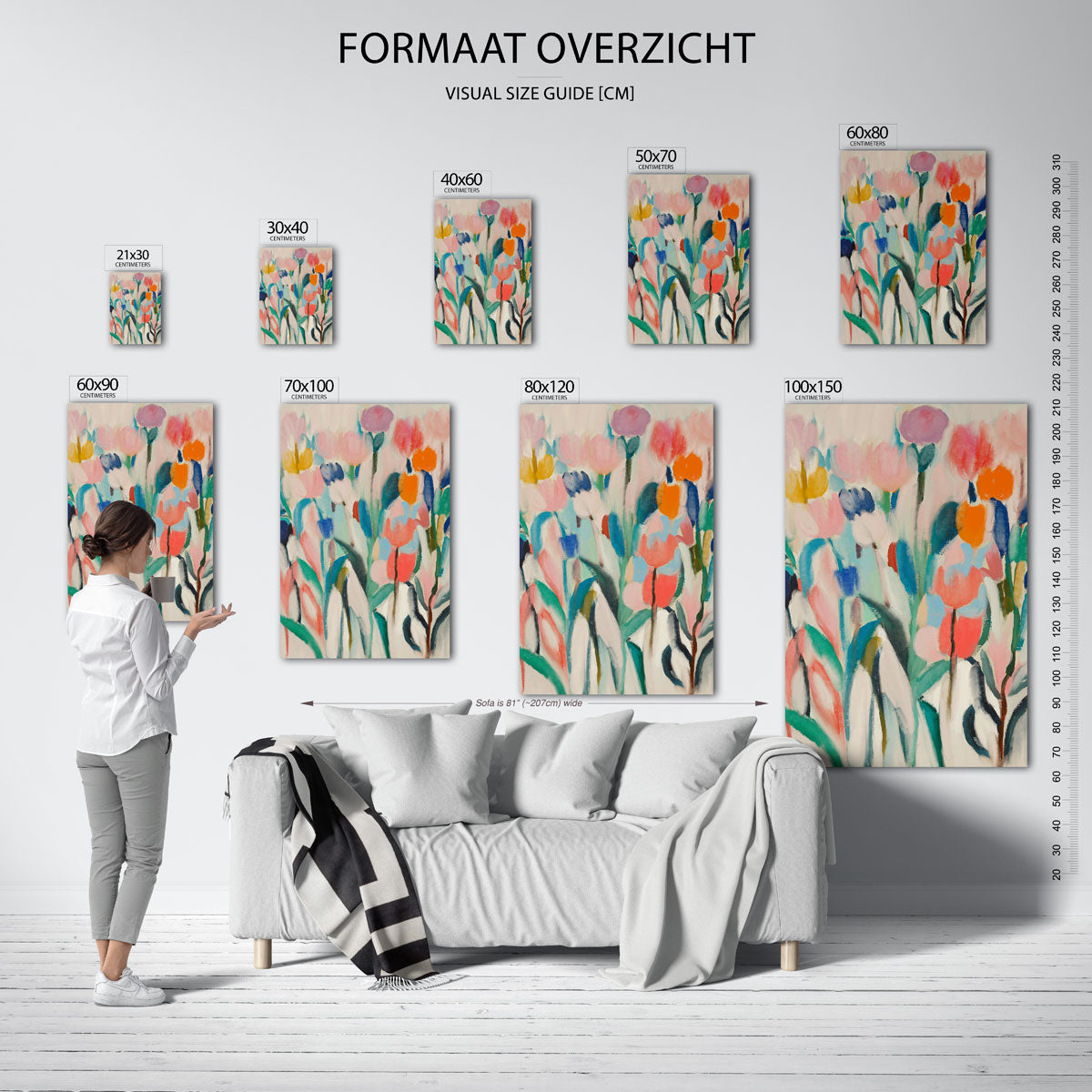 Bloemen in zachte tinten – staande muurposter met bloemen