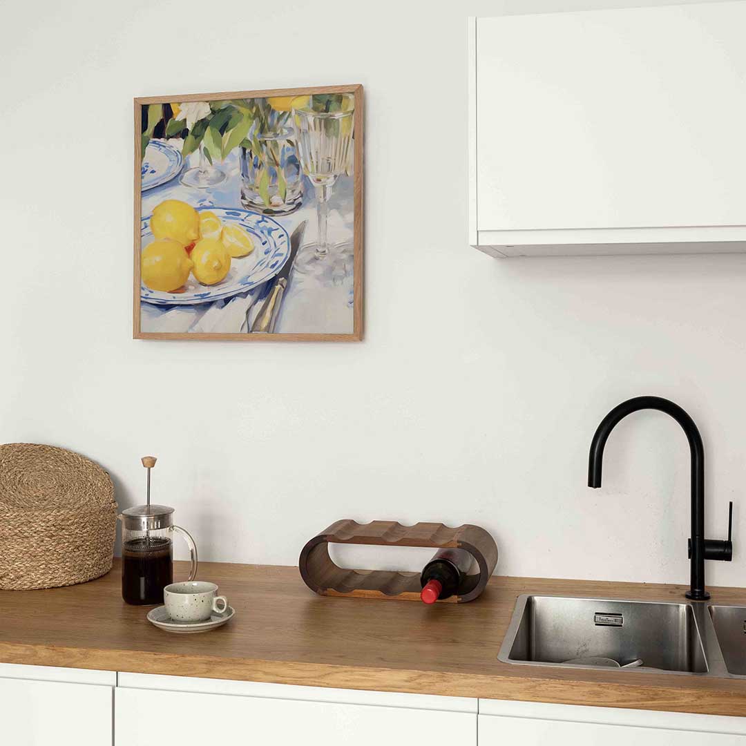 Citroenen op tafel – keukenposter in vierkant formaat