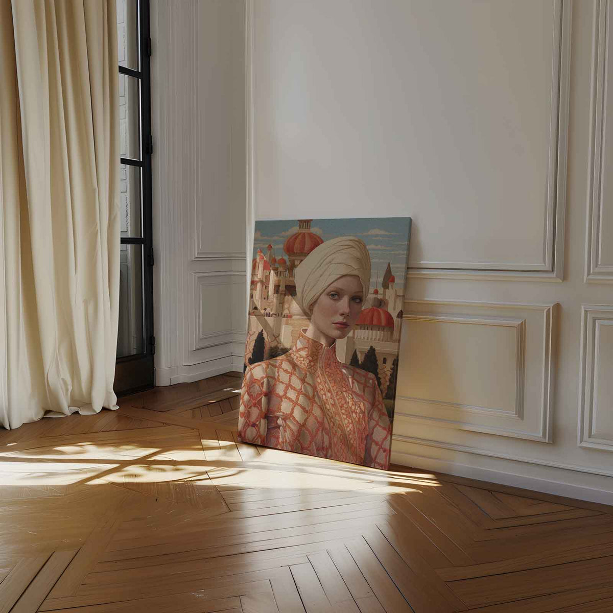 Oosters Elegantie Portret – dibond kunstwerk als wanddecoratie