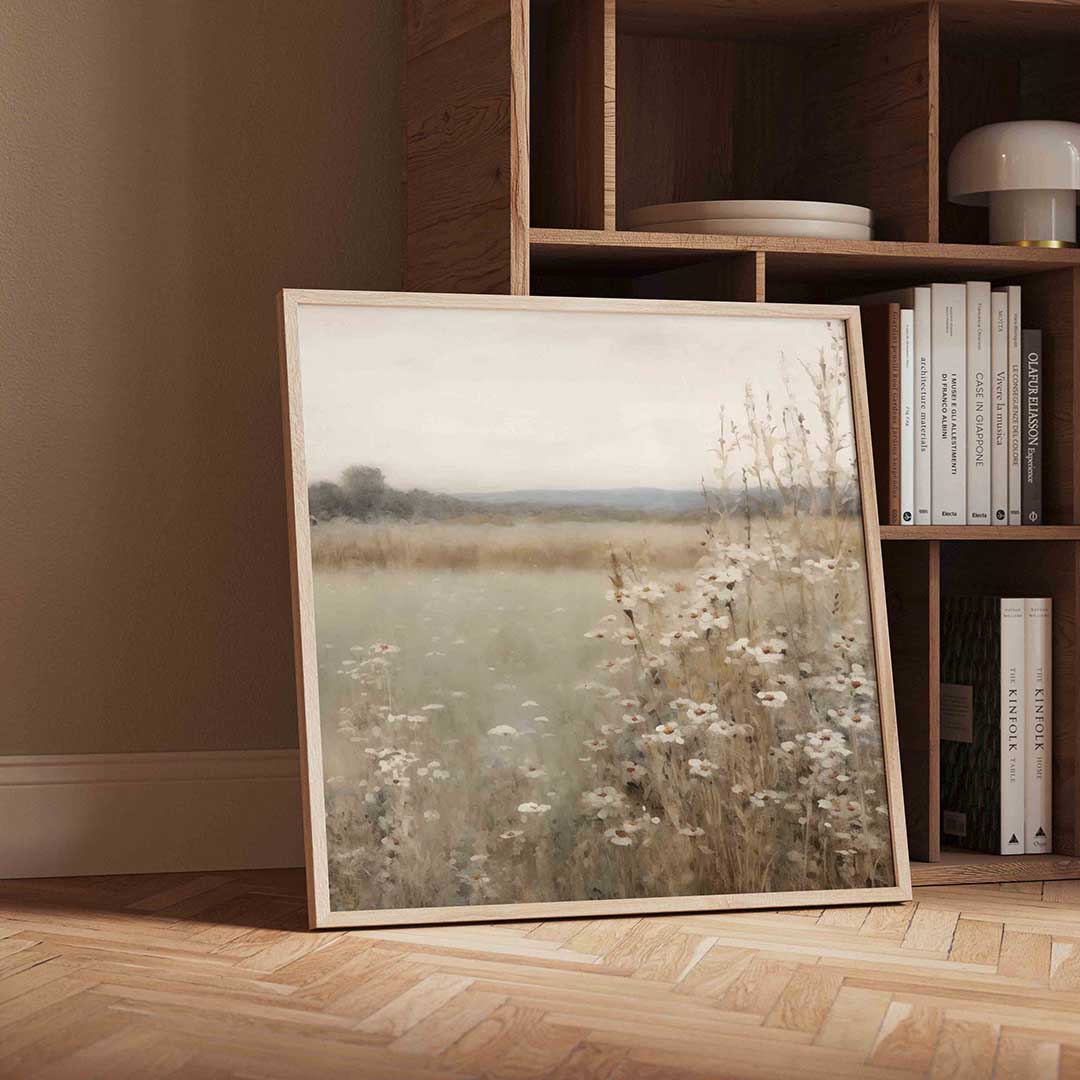Wilde bloemen veld – moderne wandkunst met kleur en vormen als poster