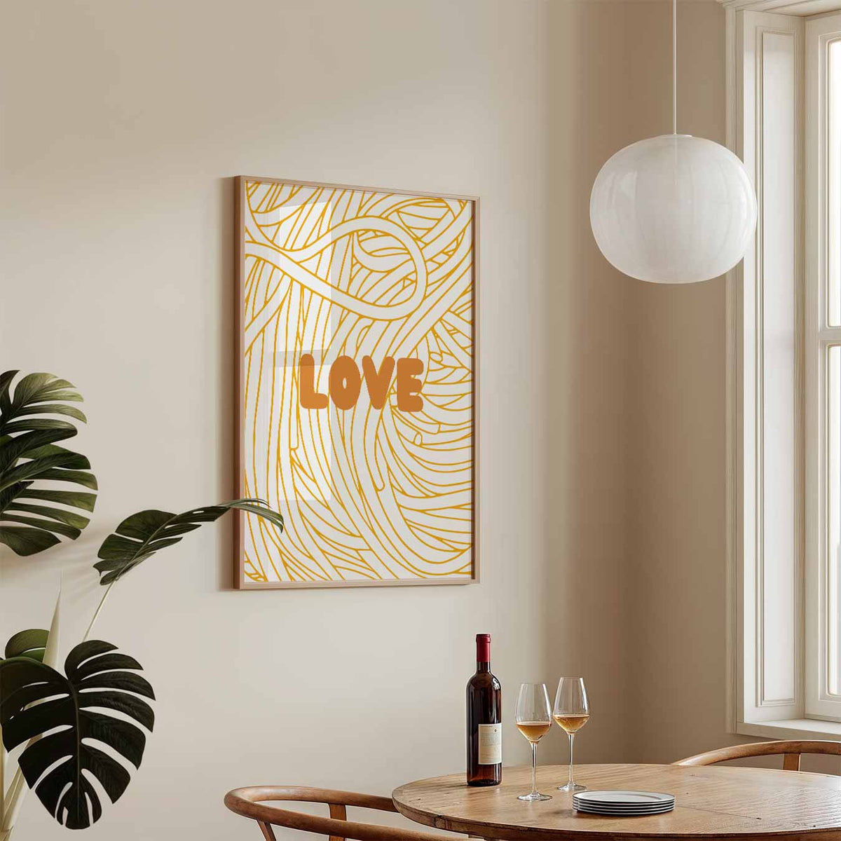 Liefdevolle Gouden Krullen – staande keuken wanddecoratie van WallArtistic