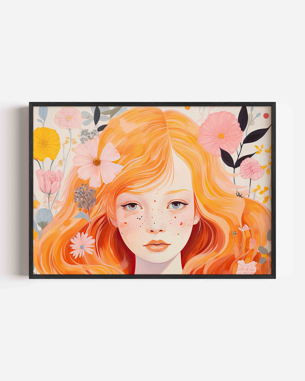 Meisje met bloemen – landscape kinderposter als wanddecoratie