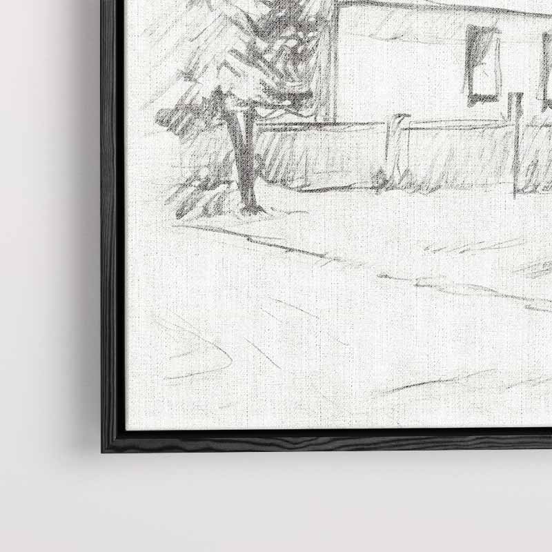 Dorpskerk en Bomen – staand kunstwerk voor modern interieur