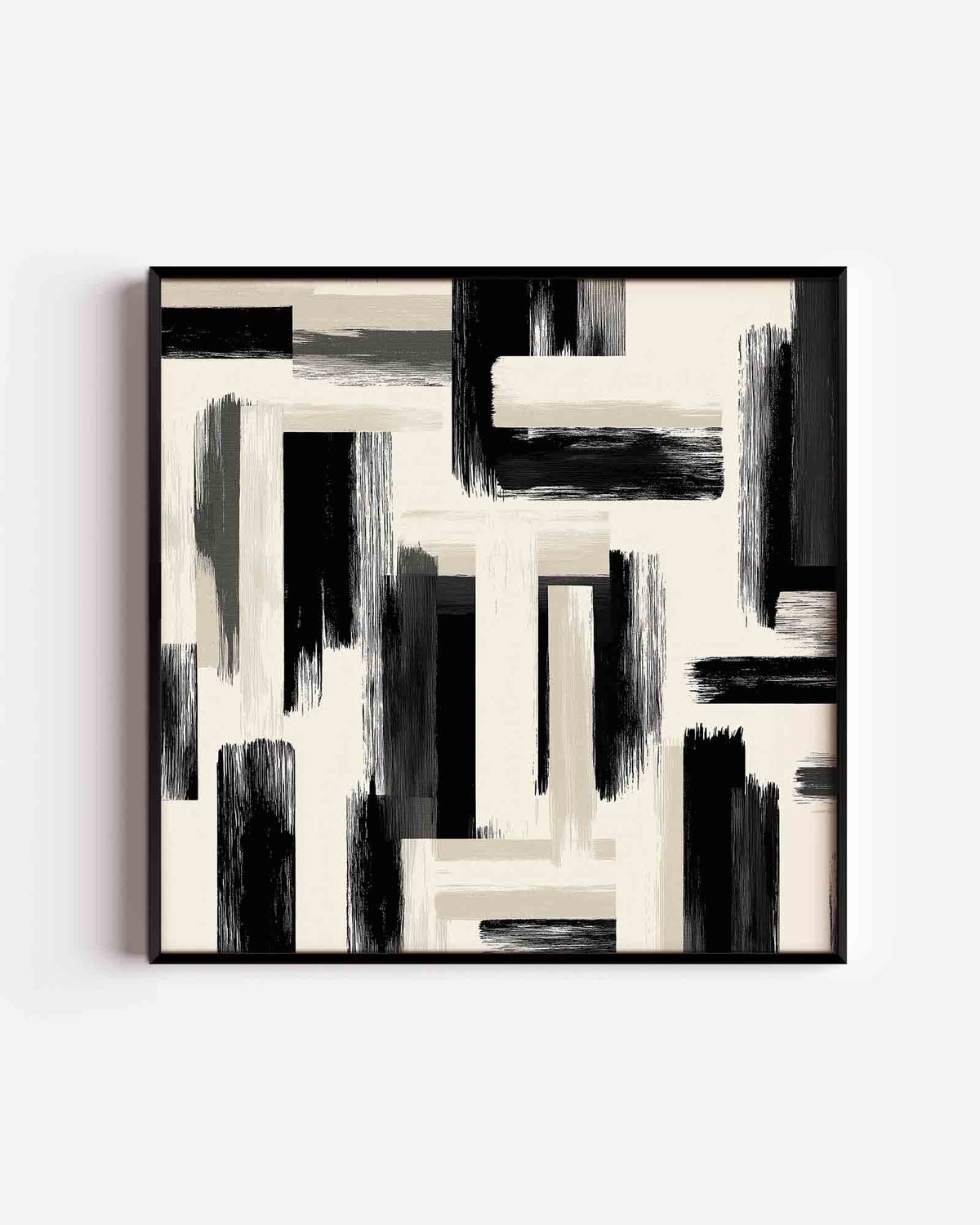 Abstracte penseelstreken – abstracte vierkante poster als wanddecoratie