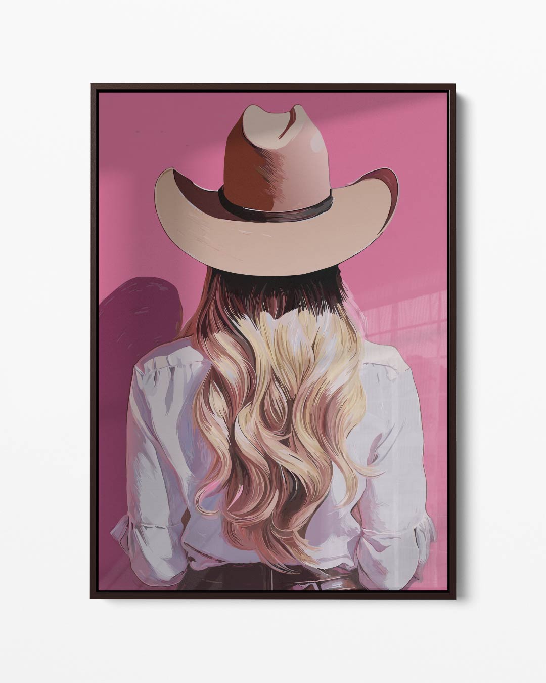 Stijlvolle Cowgirl Achteraanzicht – portret kunstwerk als wanddecoratie