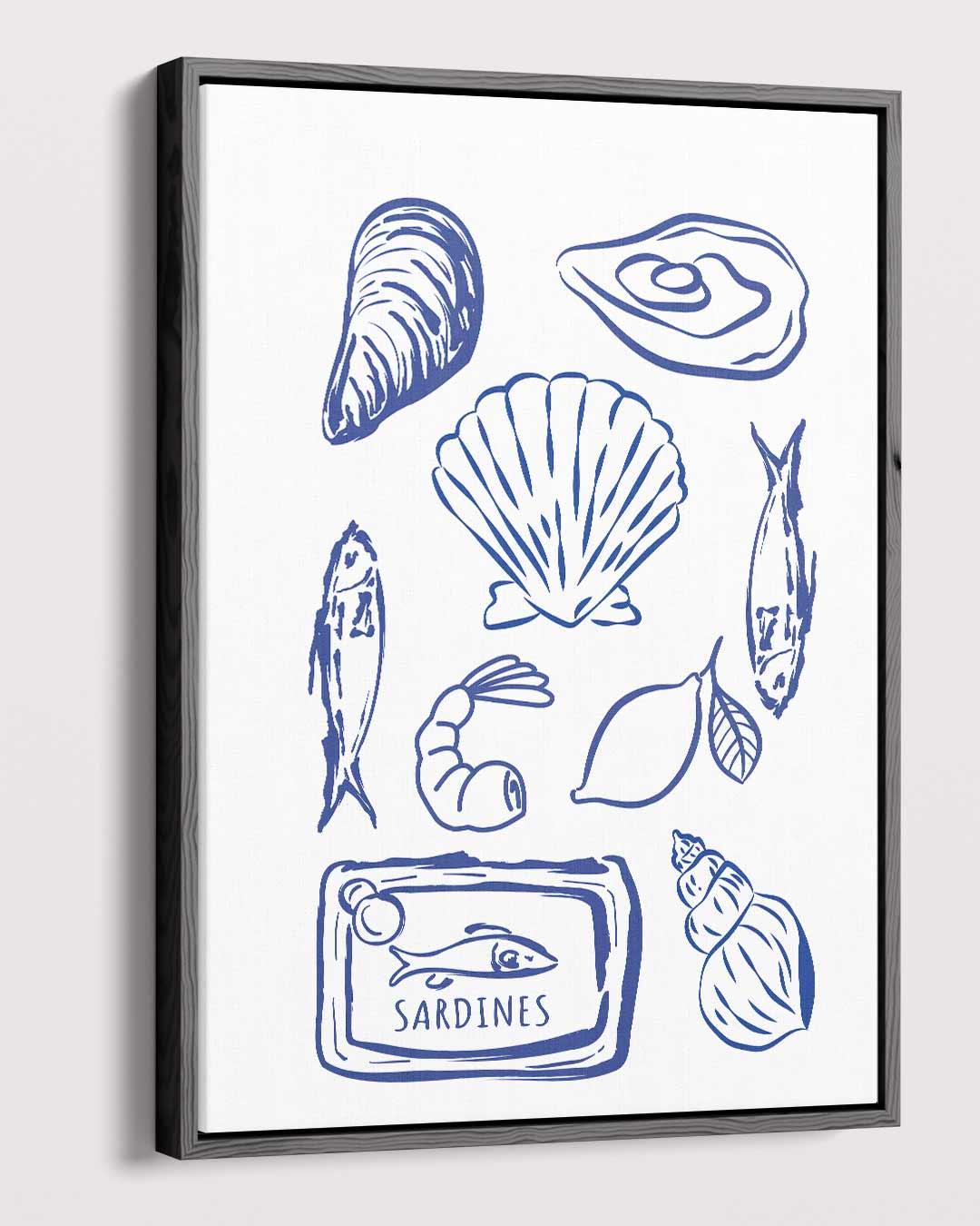 Maritieme Blauwe Schetsen – modern portret kunstwerk van WallArtistic