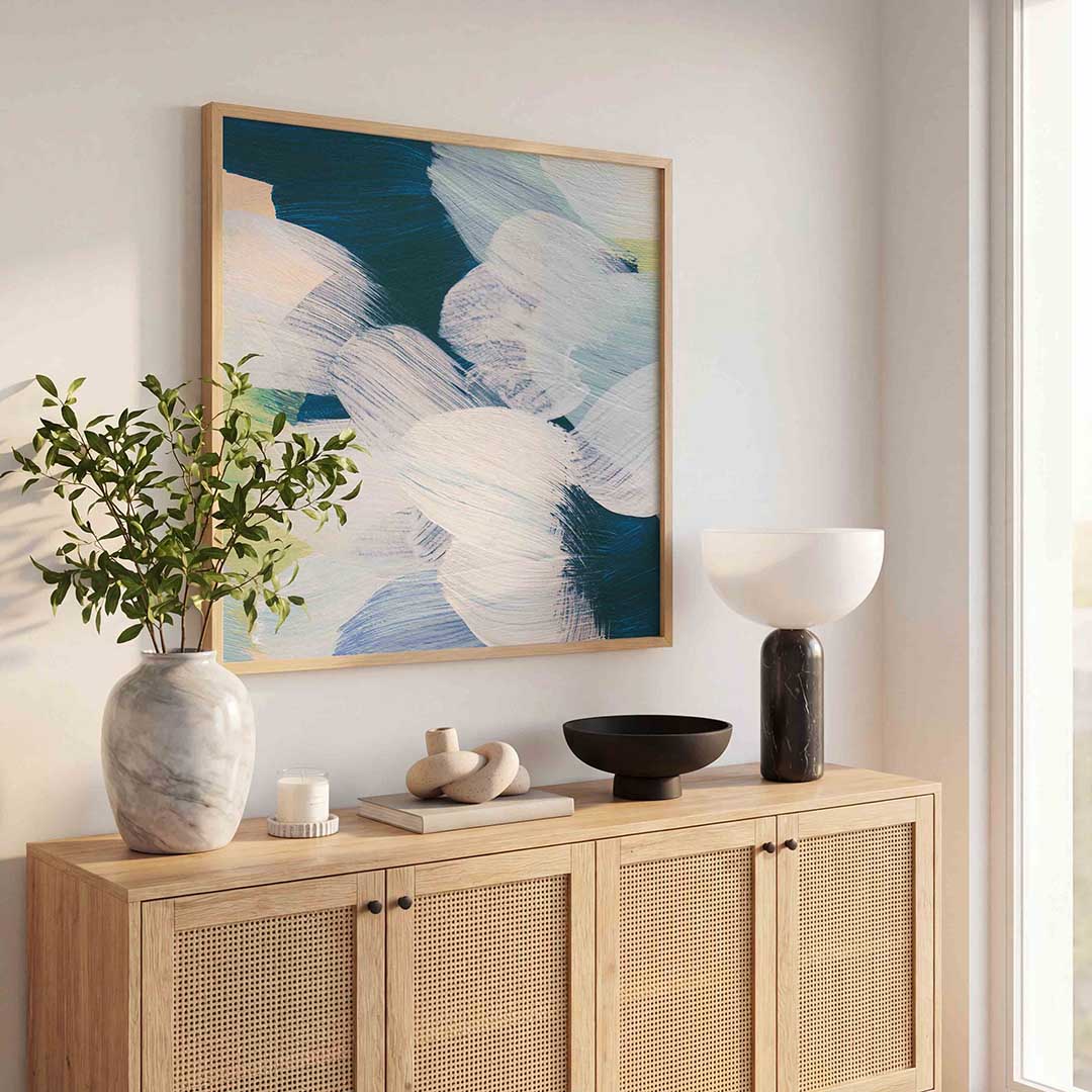 Abstracte penseelstreken – schilderkunst als moderne vierkante poster