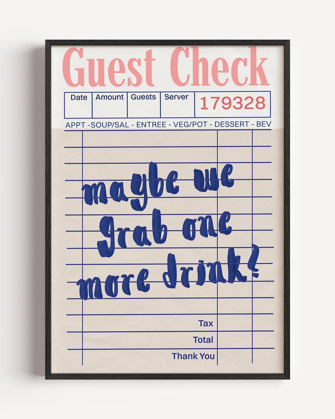 Retro Restaurant Check – keuken portret poster als wanddecoratie