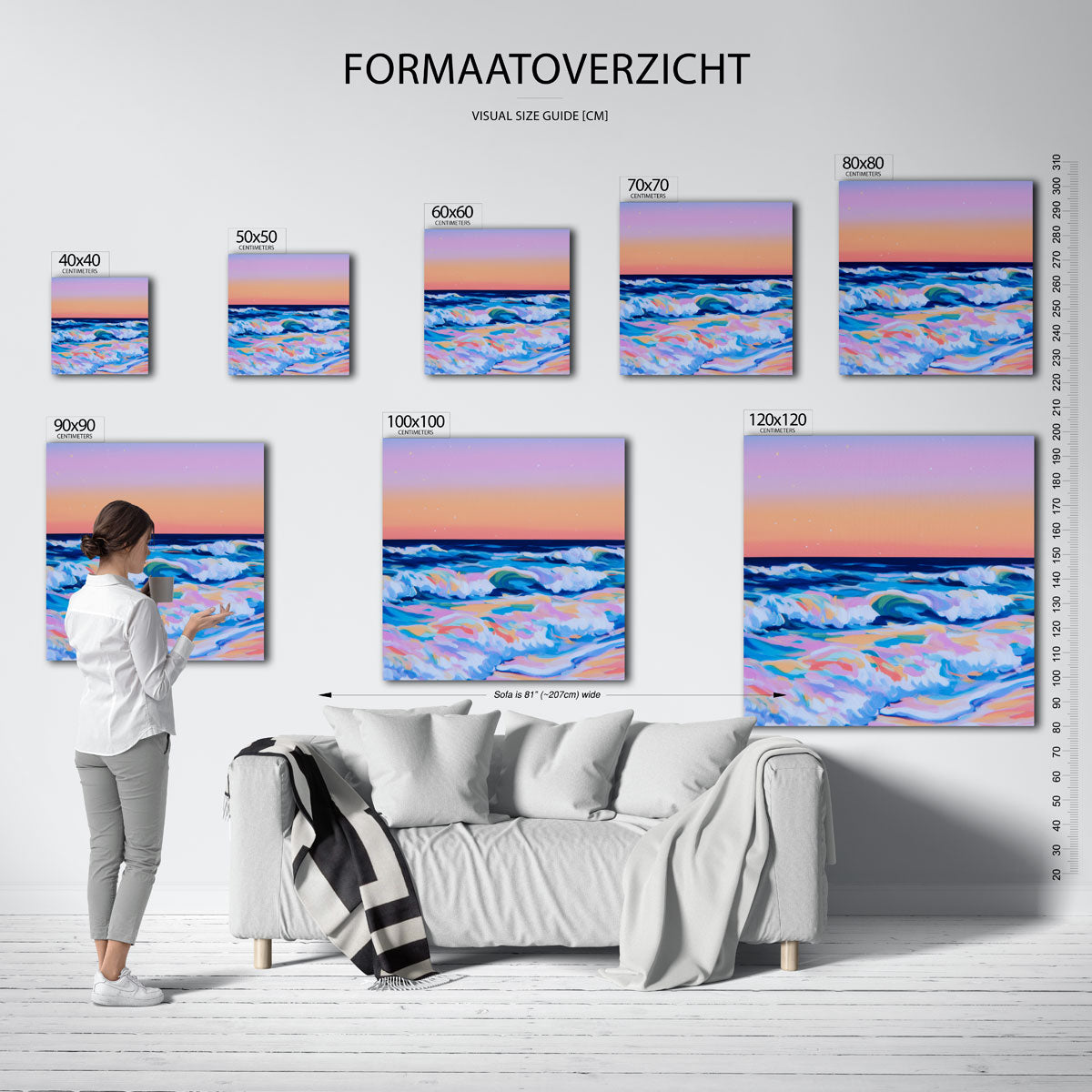 Golven en sterren – vierkante muurposter met kleurrijke vormen
