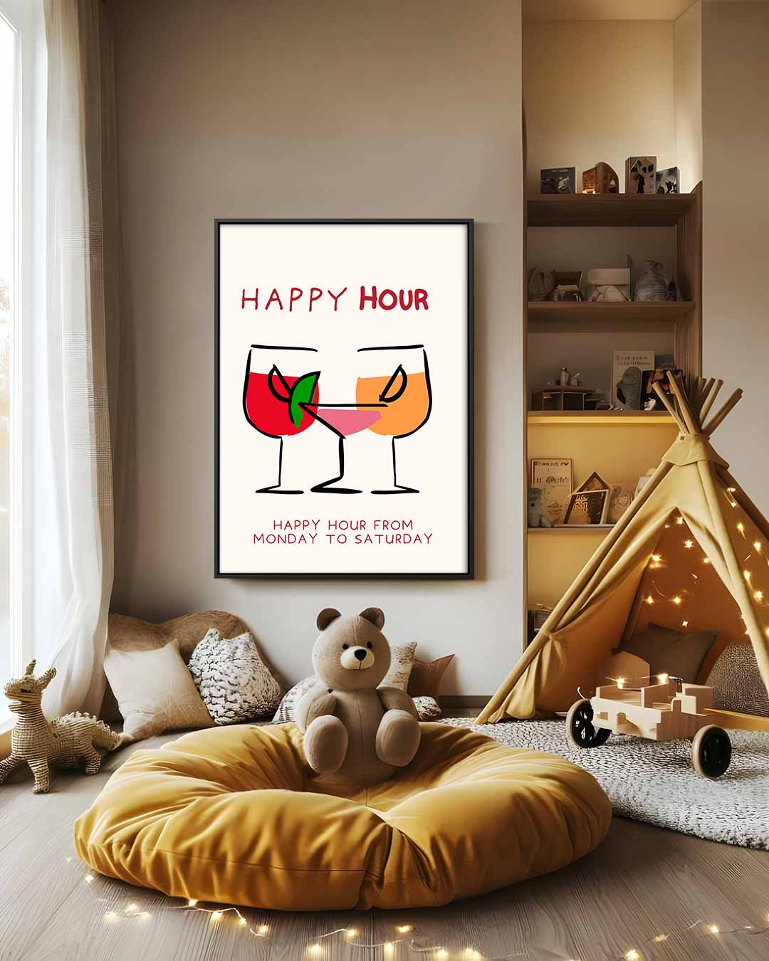Happy Hour Glaskunstwerk – modern portret kunstwerk van WallArtistic
