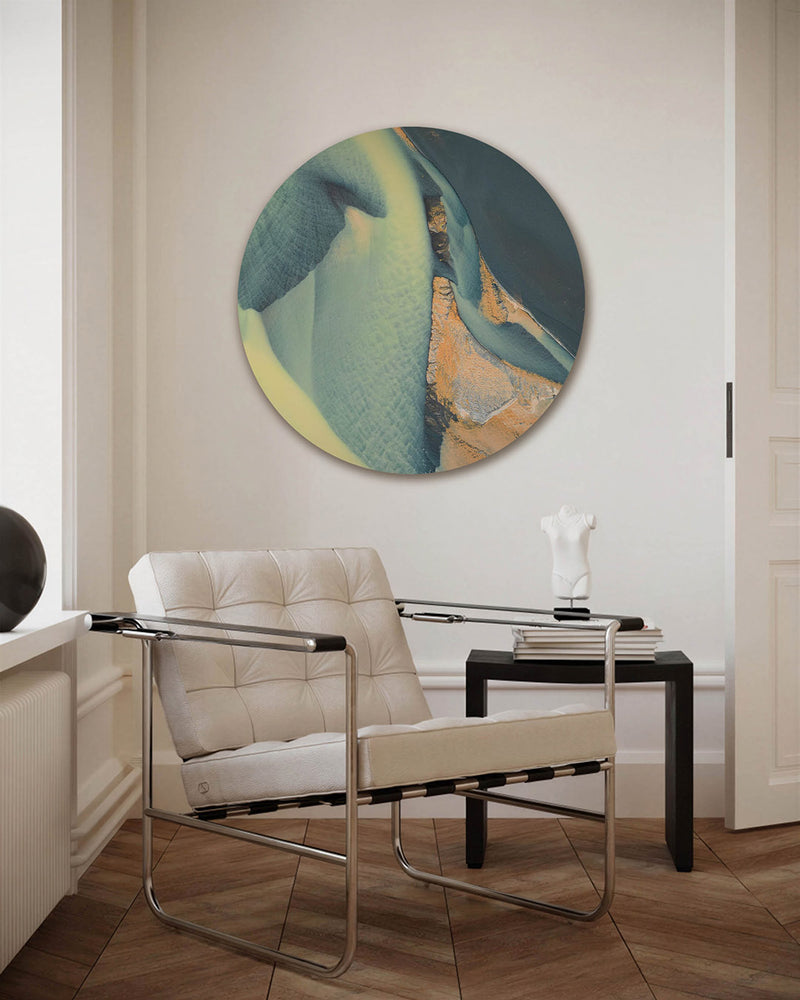 Abstracte vormen – fotografie muurcirkel als ronde wanddecoratie