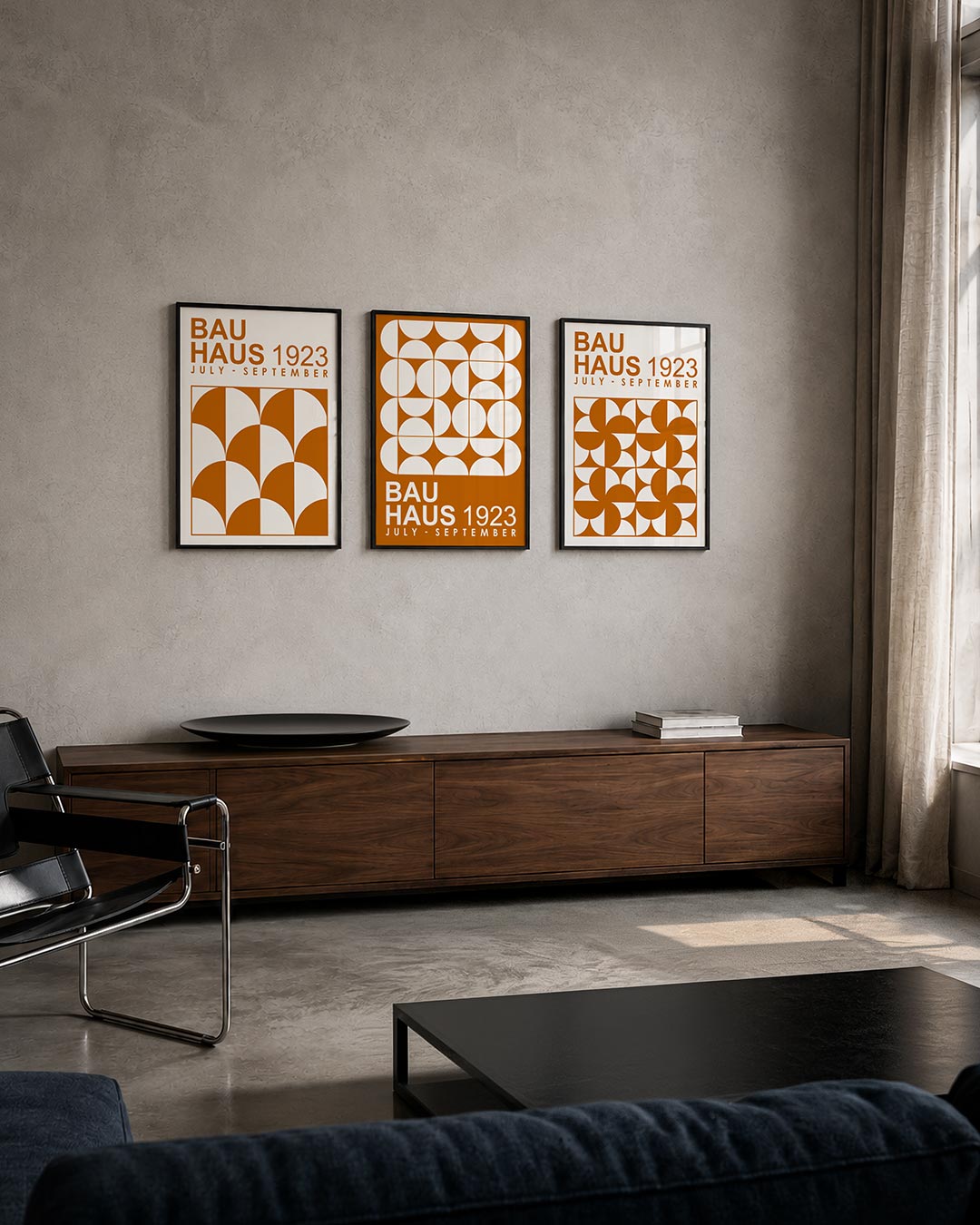 Vorm en kleur posterset – tweede productweergave – deze posterset in drie delen toont een ritme van halve cirkels en