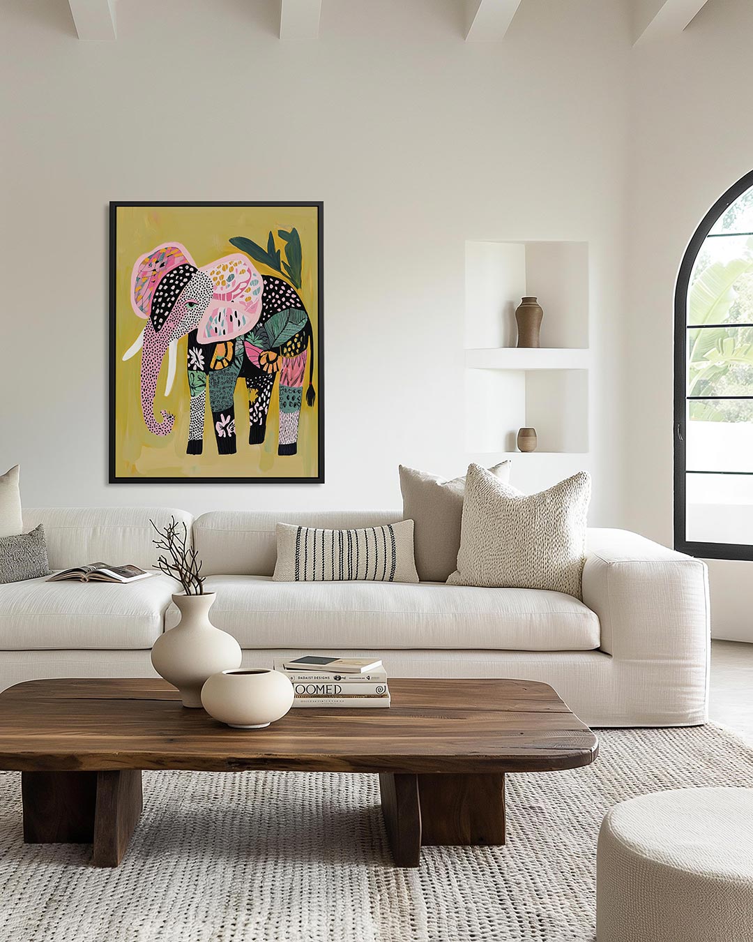 Kleurrijke olifant – staand wanddecoratie kunstwerk