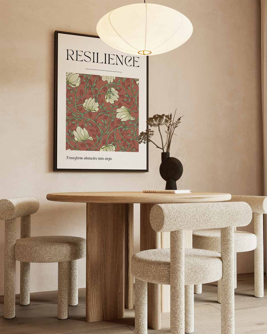 Resilience Bloemenkunst – kunstwerk met zwarte baklijst