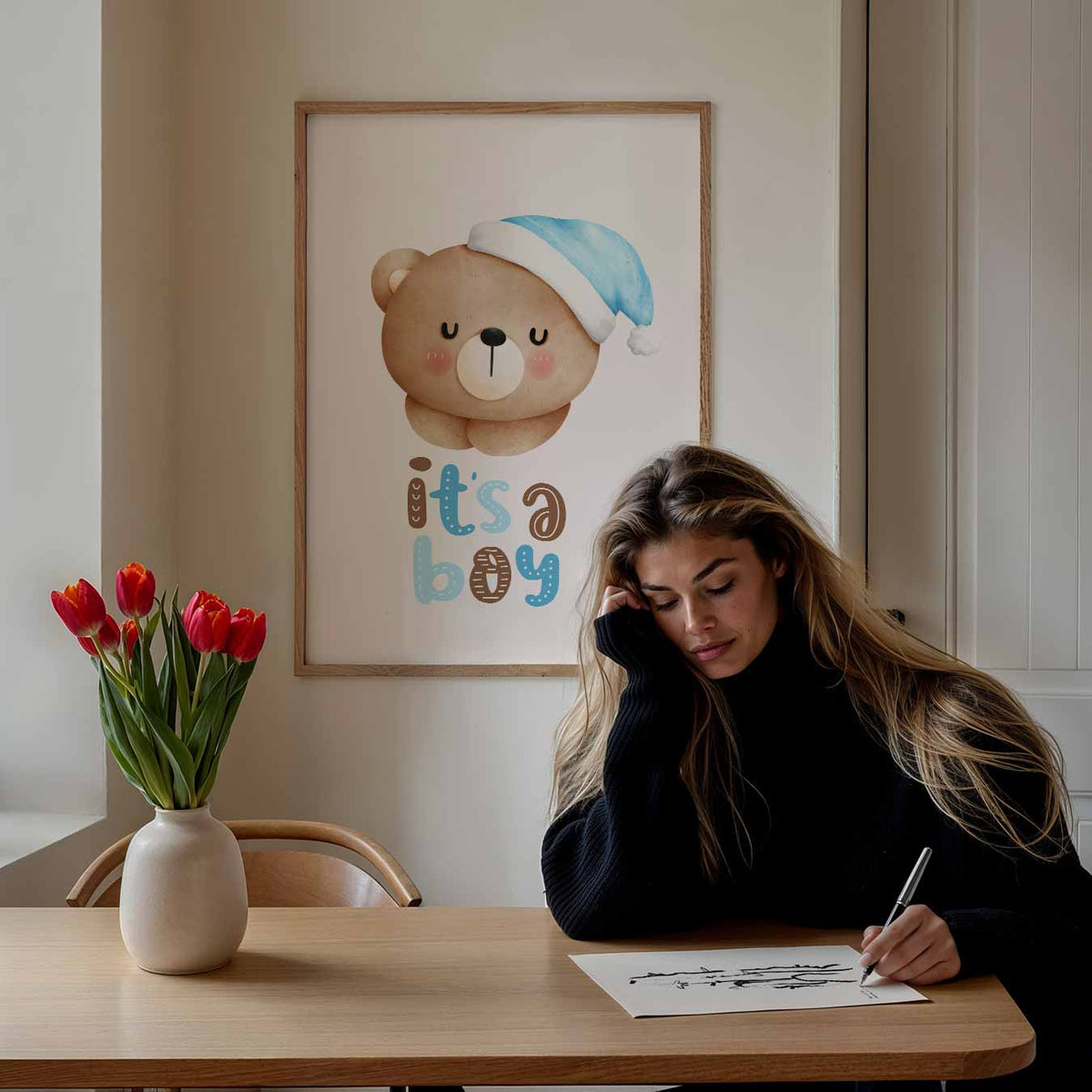 Schattige Welkomstposter "It's a Boy – staande muurposter voor de kinderkamer