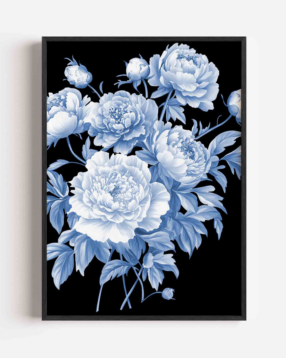 Blauwe bloemen – Delfts blauwe portret poster als wanddecoratie