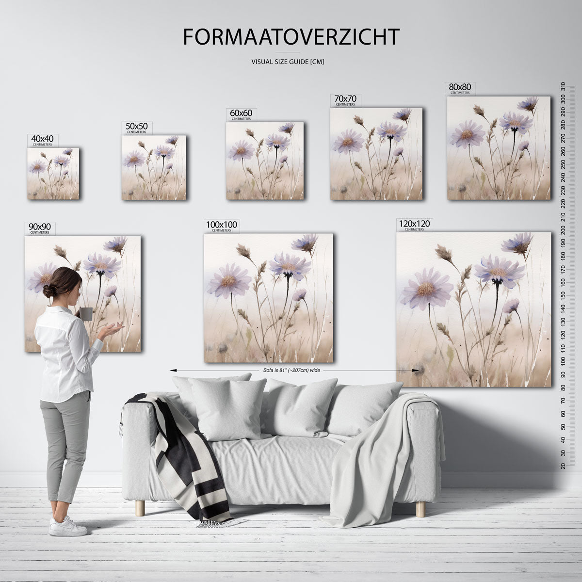Wilde bloemen – vierkante muurposter met bloemen