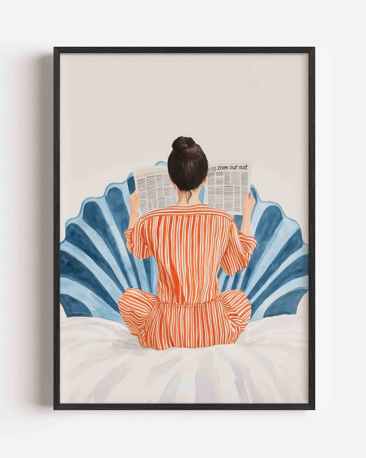 Vrouw met krant – moderne portret poster als wanddecoratie