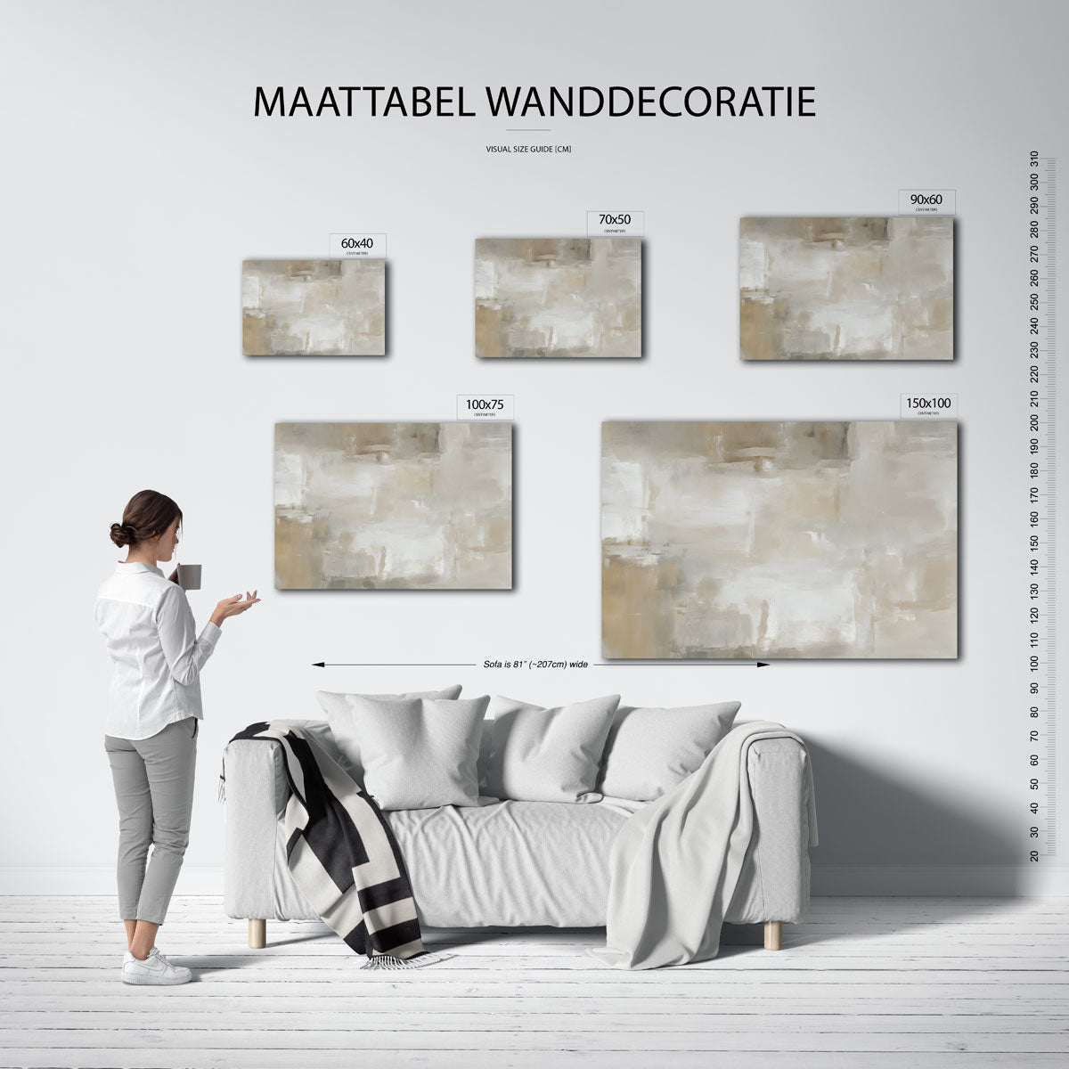 Zachte kleuren compositie – Overgangen – moderne liggende wandkunst