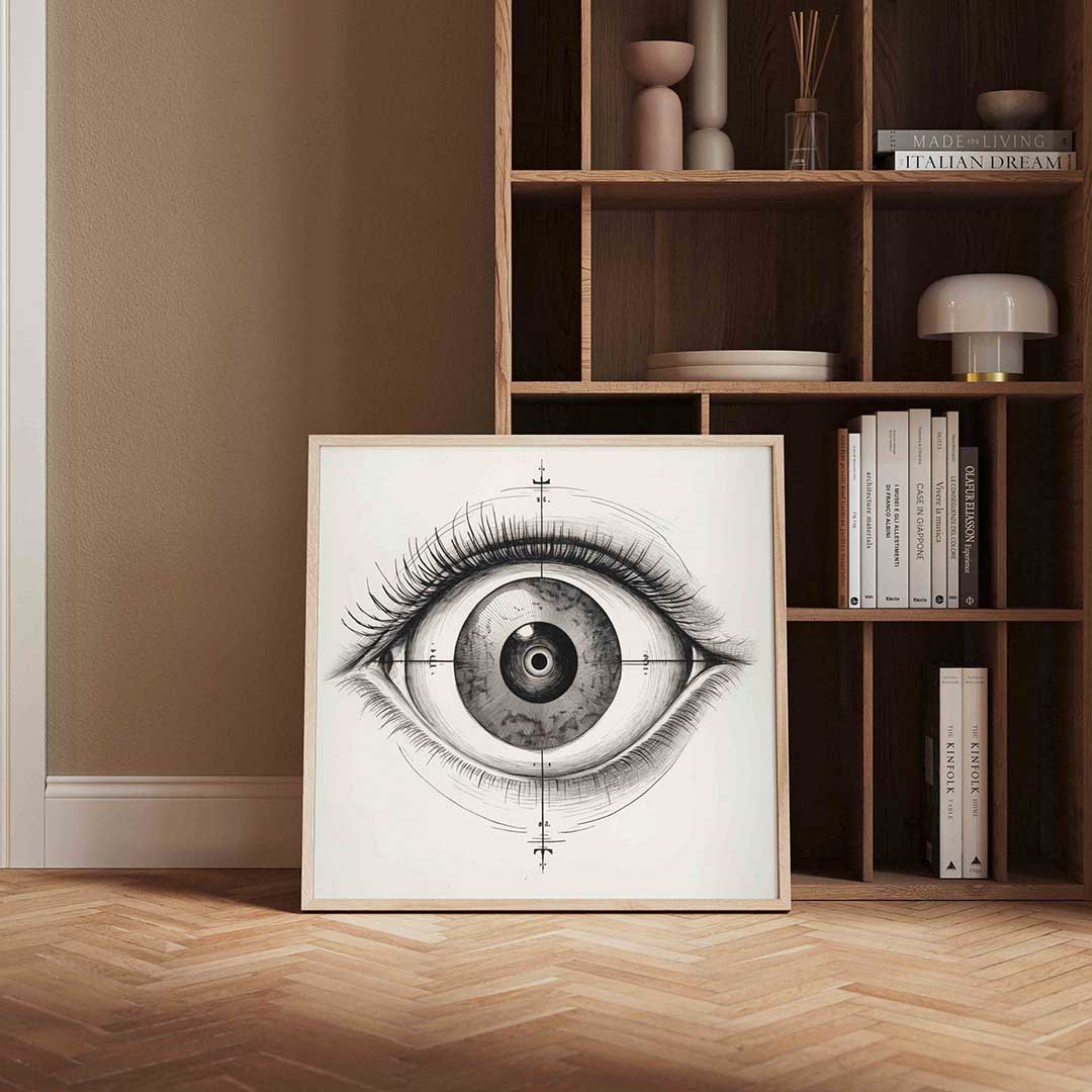 Gedetailleerd oog – vierkante wanddecoratie met kleur en vorm van WallArtistic