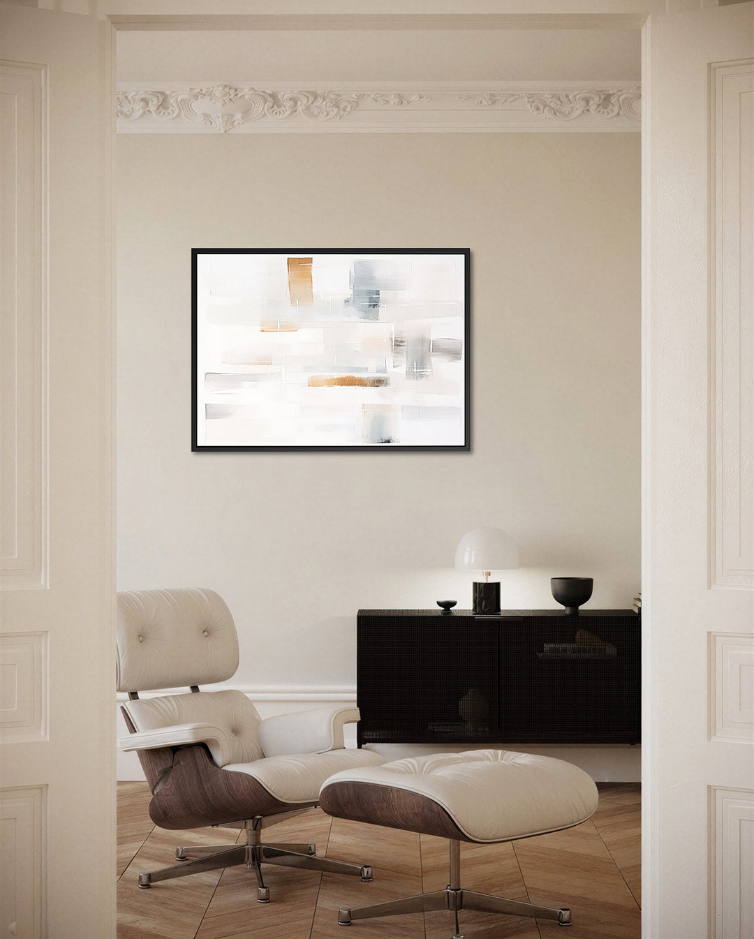 Lichte geometrische compositie – Subtiele – liggende wanddecoratie