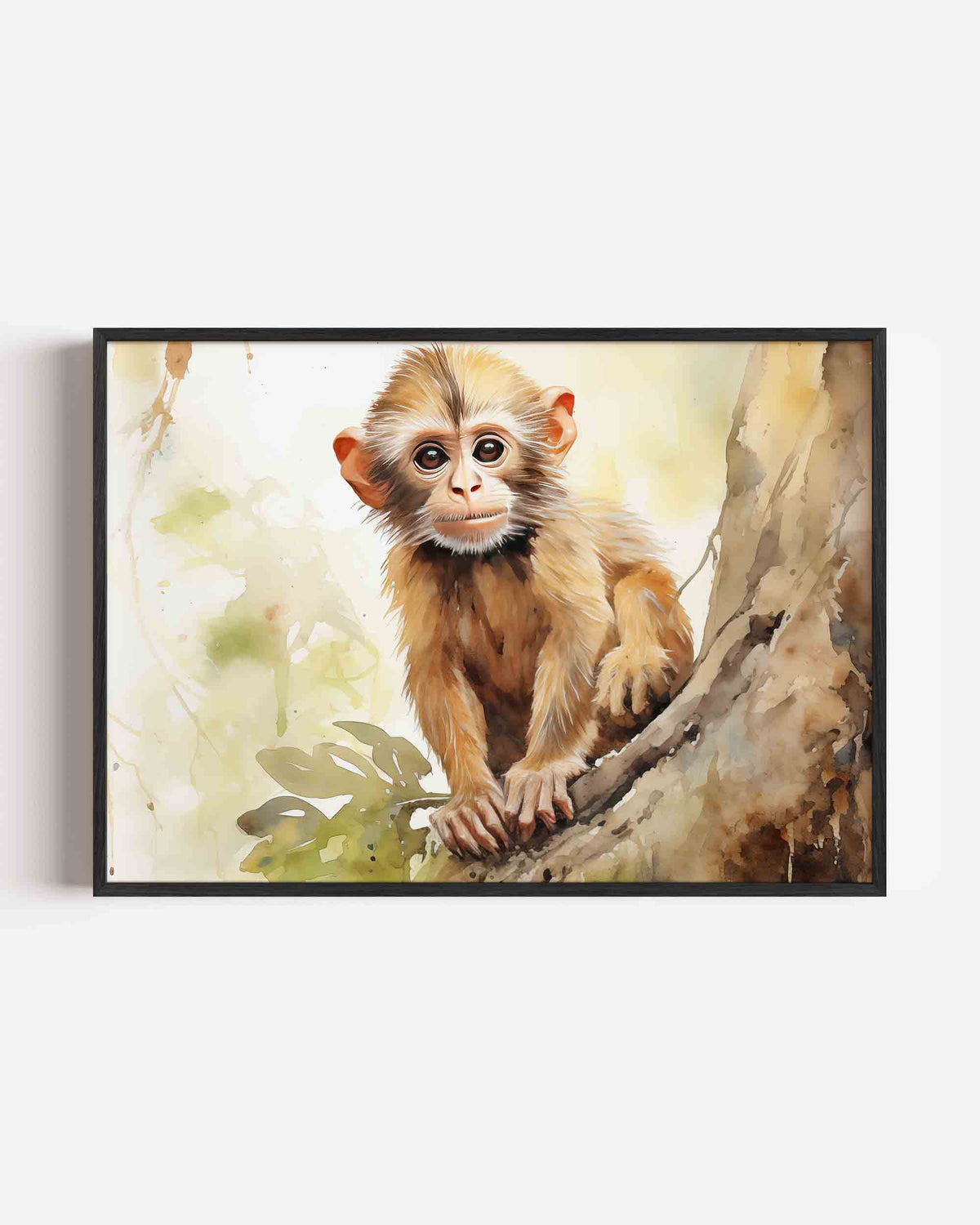 Jonge aap op boom – jungle landscape poster als wanddecoratie