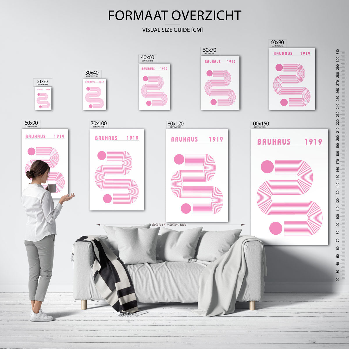 Lijnen en cirkel – geometrische poster in Bauhaus-stijl van WallArtistic