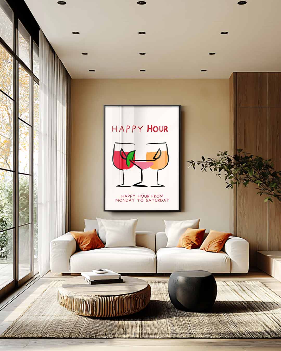 Happy Hour Glaskunstwerk – staande wandkunst voor woonkamer of interieur