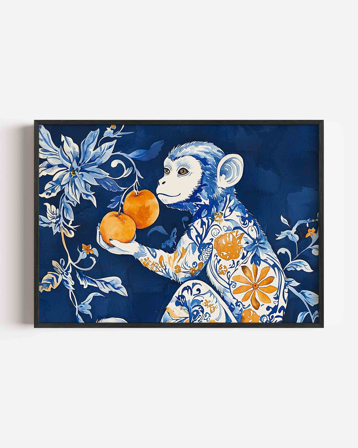 Aap met bloemen – dieren landscape poster als wanddecoratie
