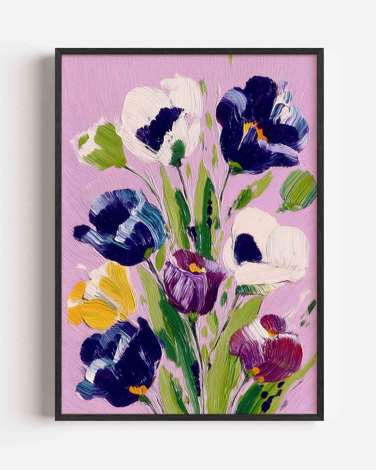 Bloemen op roze – dromerige illustratie poster als wanddecoratie