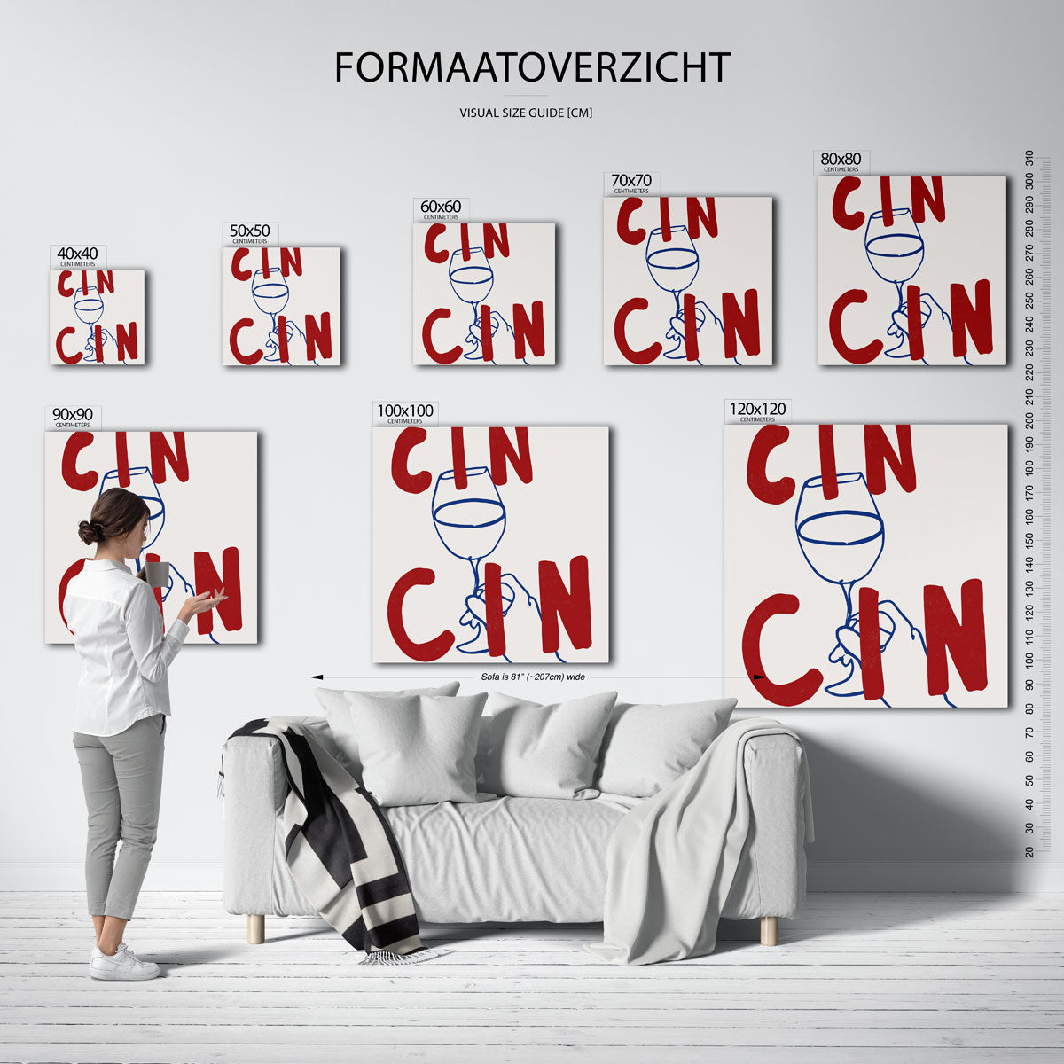 Cincin glas – vierkante muurposter voor keuken of eethoek